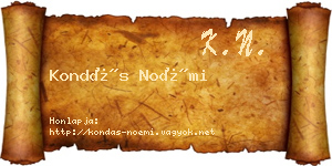Kondás Noémi névjegykártya