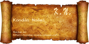 Kondás Noémi névjegykártya